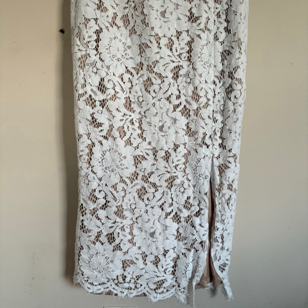 Lulus Amazing Allure White Crochet Lace Bodycon Midi Dress Large - Picture 12 of 16